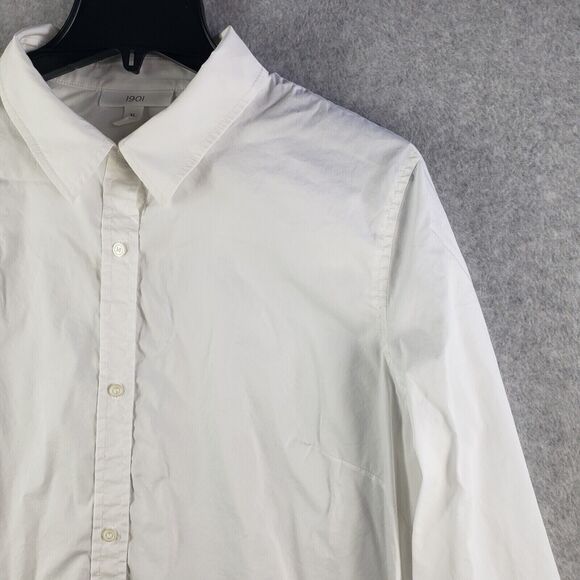 1901 Dress Shirt SMALL WORK White Button Up Long Sleeve Button Cuff Ladie Blouse - Picture 3 of 6
